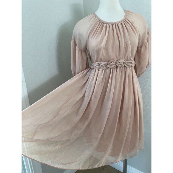 Laundry By Shelli Segal Womens 6 Dusty Pink 100% Silk Babydoll Dress Open Back - Picture 5 of 12